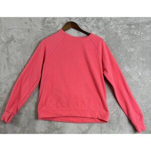 Fabletics Pink Coral‎ Sweatshirt Pullover Crossover Open Back Thumbhole Sz Large